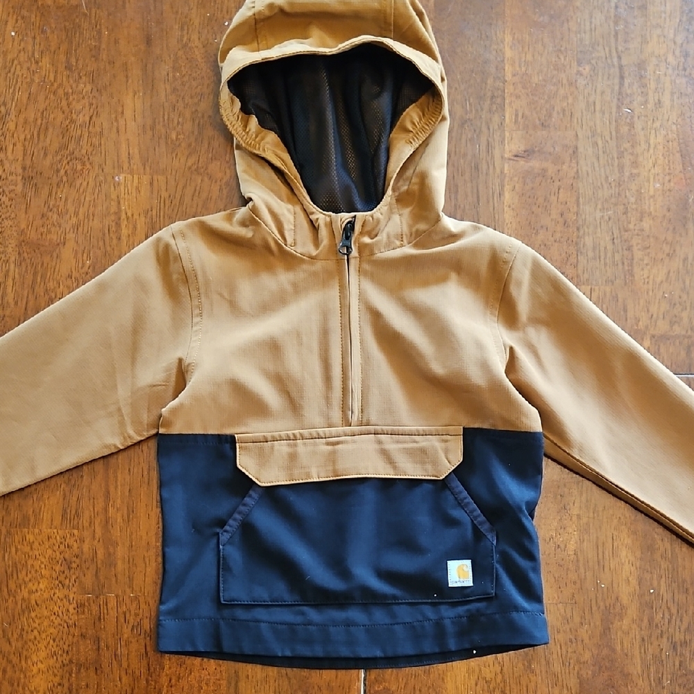 Carhartt Kids Size 3T Two-Tone Brown and Black Half-Zip Hooded Pullover